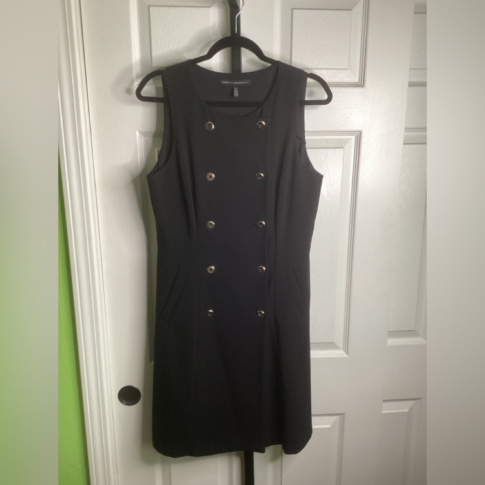 White House Black Market Black Double-Breasted Midi Dress, size 10